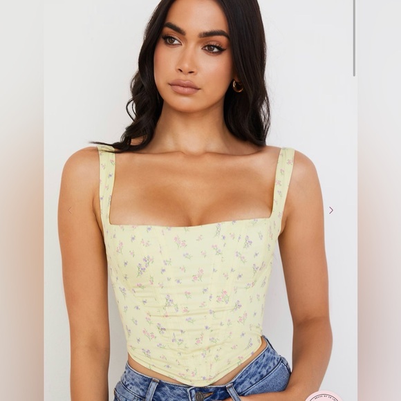 House of CB Tops - House of CB POPPY Lemon Floral Corset Small US4-6 $105